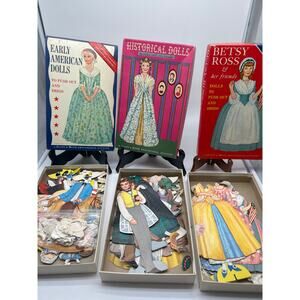 Lot of 3 Historical Betsy Ross Paper Dolls Platt Munk Educational Activity 1963